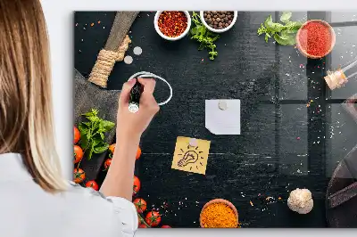 Magnetic dry erase board for kitchen accessories