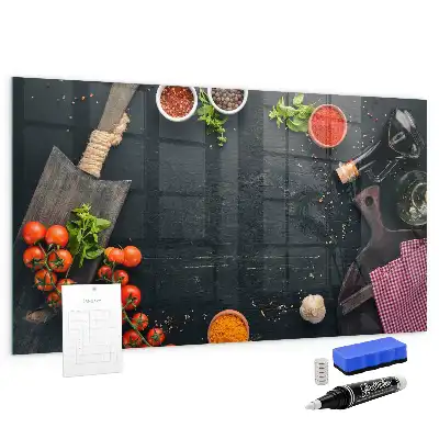 Magnetic dry erase board for kitchen accessories