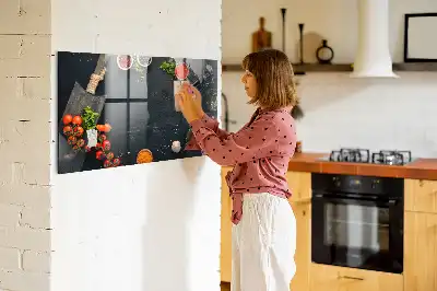 Magnetic dry erase board for kitchen accessories