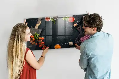 Magnetic dry erase board for kitchen accessories