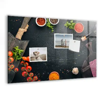 Magnetic dry erase board for kitchen accessories