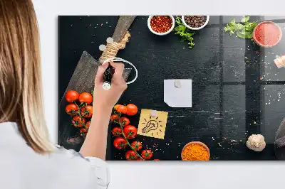 Magnetic dry erase board for kitchen accessories