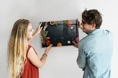 Magnetic dry erase board for kitchen accessories