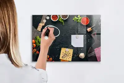 Magnetic dry erase board for kitchen accessories