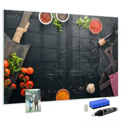 Magnetic dry erase board for kitchen accessories