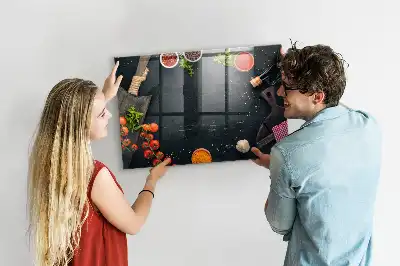Magnetic dry erase board for kitchen accessories