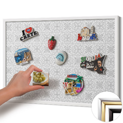 Magnetic board with white frame Regular ornament pattern