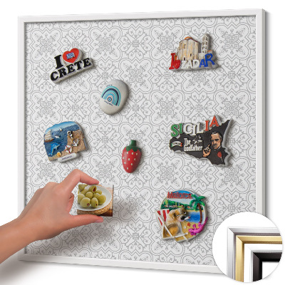Magnetic board with white frame Regular ornament pattern