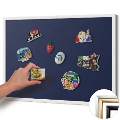 Magnetic board with white frame Dark navy blue color