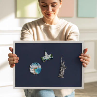 Magnetic board with white frame Dark navy blue color
