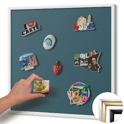 Magnetic board with white frame Dark sea color