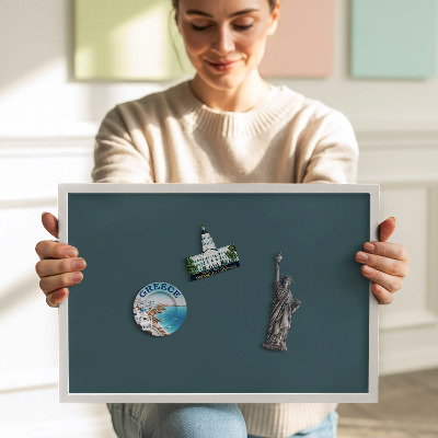 Magnetic board with white frame Dark sea color