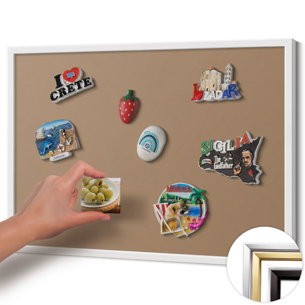 Magnetic board with white frame Light brown color
