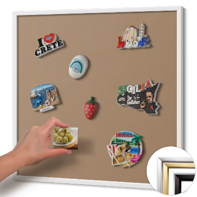 Magnetic board with white frame Light brown color