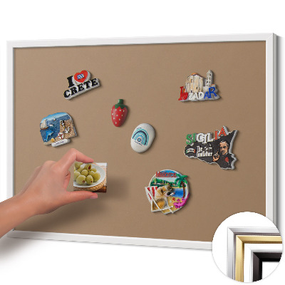Magnetic board with white frame Light brown color