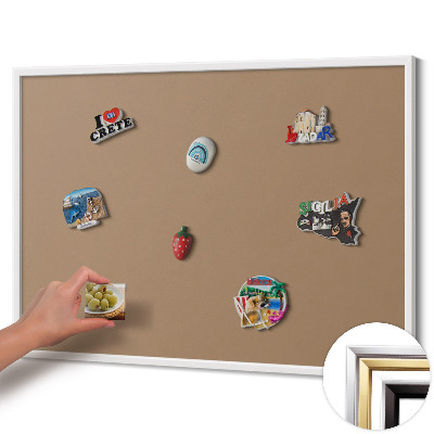 Magnetic board with white frame Light brown color