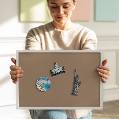 Magnetic board with white frame Light brown color