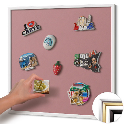 Magnetic board with white frame Pastel pink color