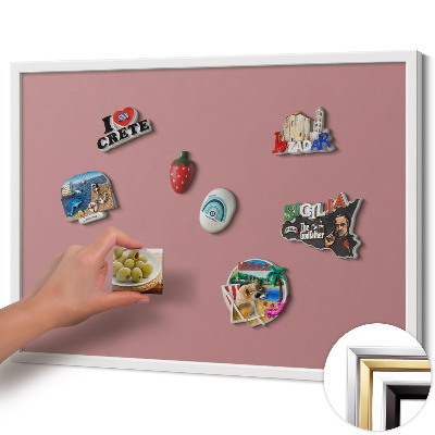 Magnetic board with white frame Pastel pink color