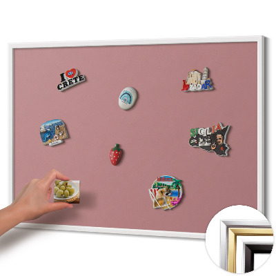 Magnetic board with white frame Pastel pink color