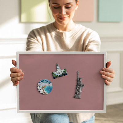 Magnetic board with white frame Pastel pink color