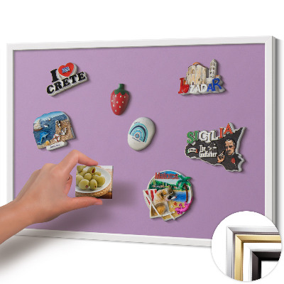 Magnetic board with white frame Pastel purple color