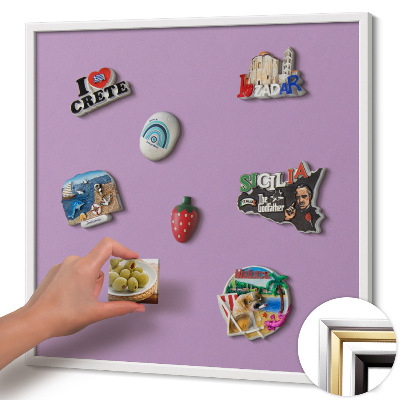 Magnetic board with white frame Pastel purple color