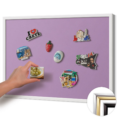 Magnetic board with white frame Pastel purple color