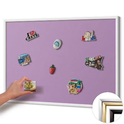 Magnetic board with white frame Pastel purple color