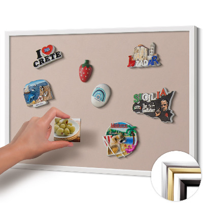 Magnetic board with white frame Powder pink beige color