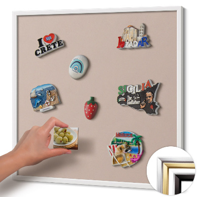 Magnetic board with white frame Powder pink beige color