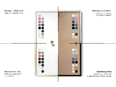 Magnetic board with white frame Powder pink beige color