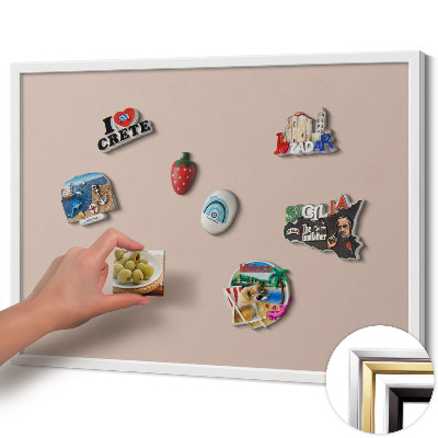 Magnetic board with white frame Powder pink beige color