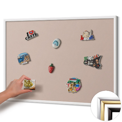 Magnetic board with white frame Powder pink beige color