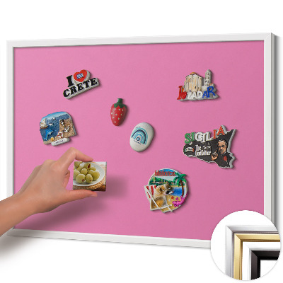 Magnetic board with white frame Pink color