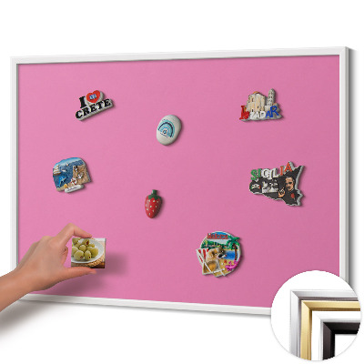 Magnetic board with white frame Pink color