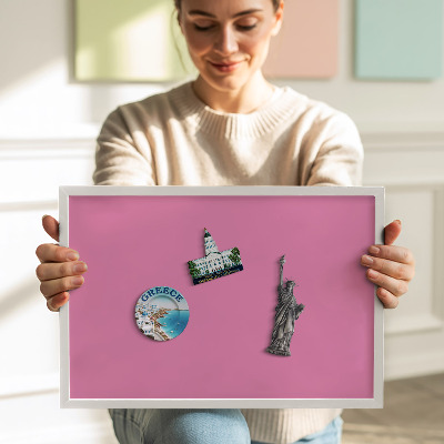 Magnetic board with white frame Pink color
