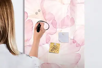 Magnetic writing board watercolor petals design