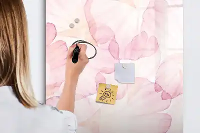 Magnetic writing board watercolor petals design