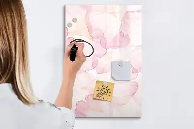 Magnetic writing board watercolor petals design