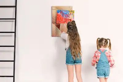 Magnetic writing board with an abstract wave pattern