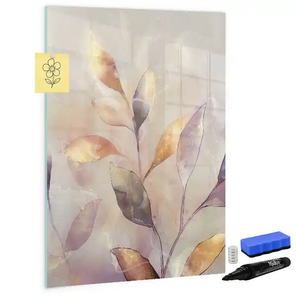 Magnetic dry erase board with watercolor plants design