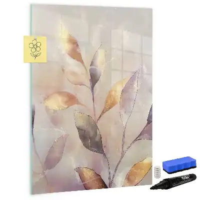 Magnetic dry erase board with watercolor plants design