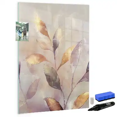 Magnetic dry erase board with watercolor plants design