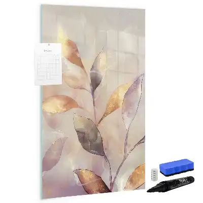 Magnetic dry erase board with watercolor plants design