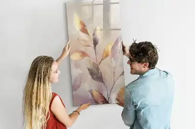 Magnetic dry erase board with watercolor plants design