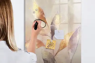 Magnetic dry erase board with watercolor plants design