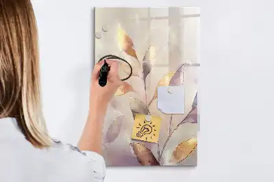 Magnetic dry erase board with watercolor plants design