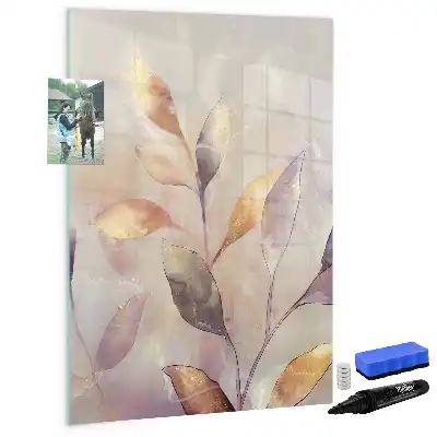 Magnetic dry erase board with watercolor plants design