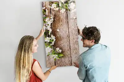 Magnetic writing board with flowers on wooden boards design